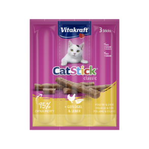 Vitakraft cat stick* mini m. fjerkr/lever 3 pak 18 g.